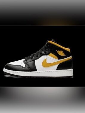 Nike Air Jordan 1 Mid White Pollen Black 554725-177 NEW No Box Size 5.5Y Shoes